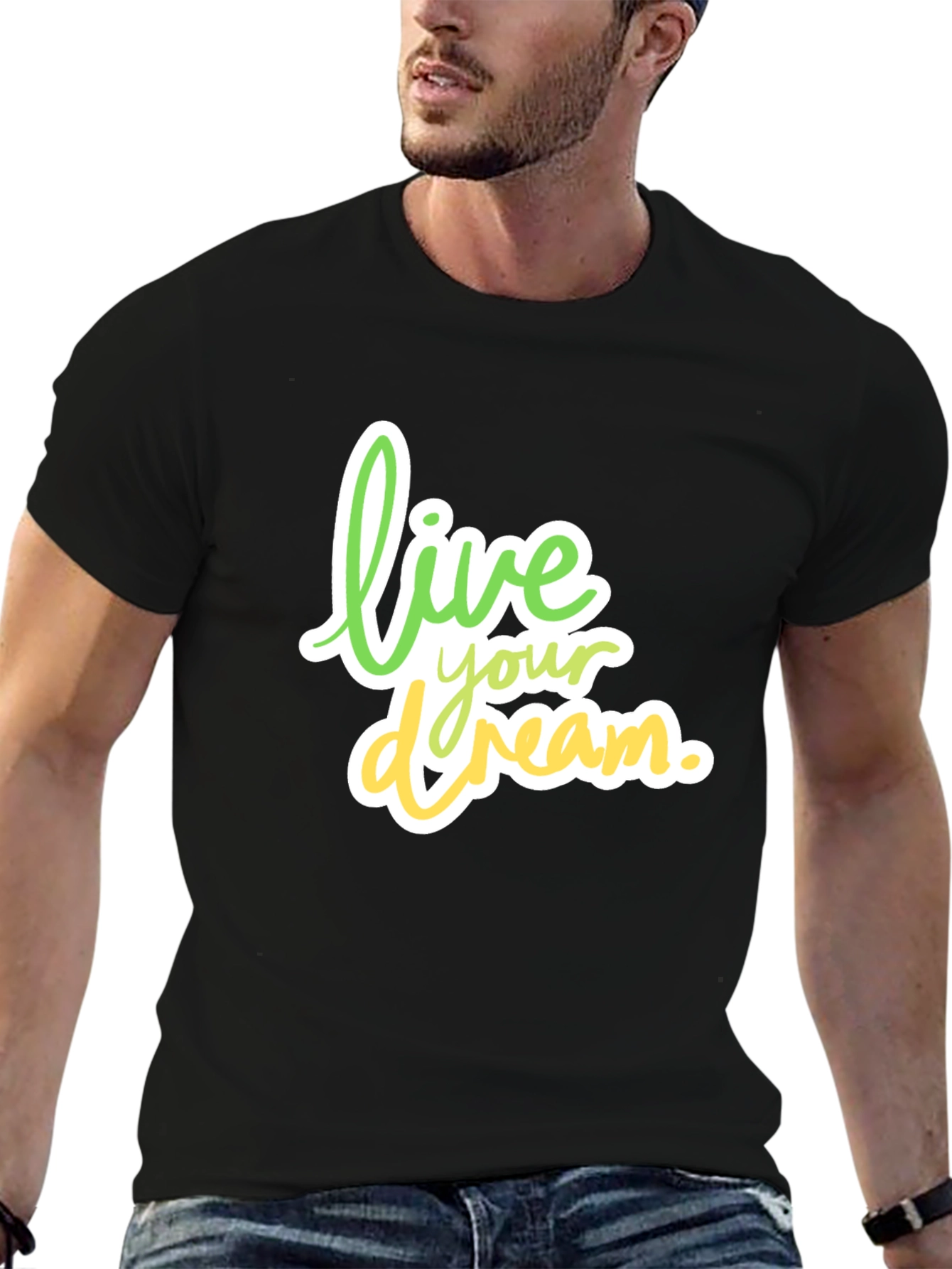 Live Your Dream Black Cotton Tee