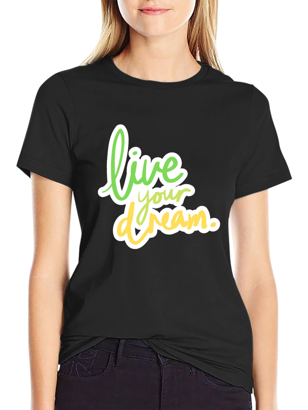 Live Your Dream Black Cotton Tee