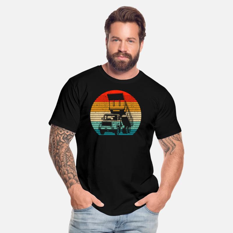 Retro Recycling Trash Garbage Truck Sunset
