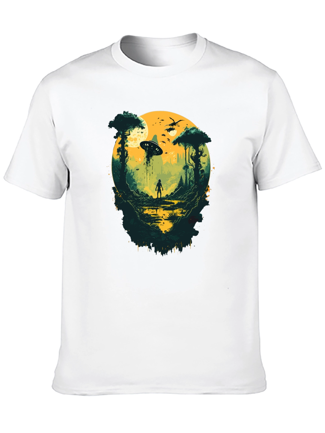 Sci-Fi Encounter Graphic Tee - Black Cotton Blend
