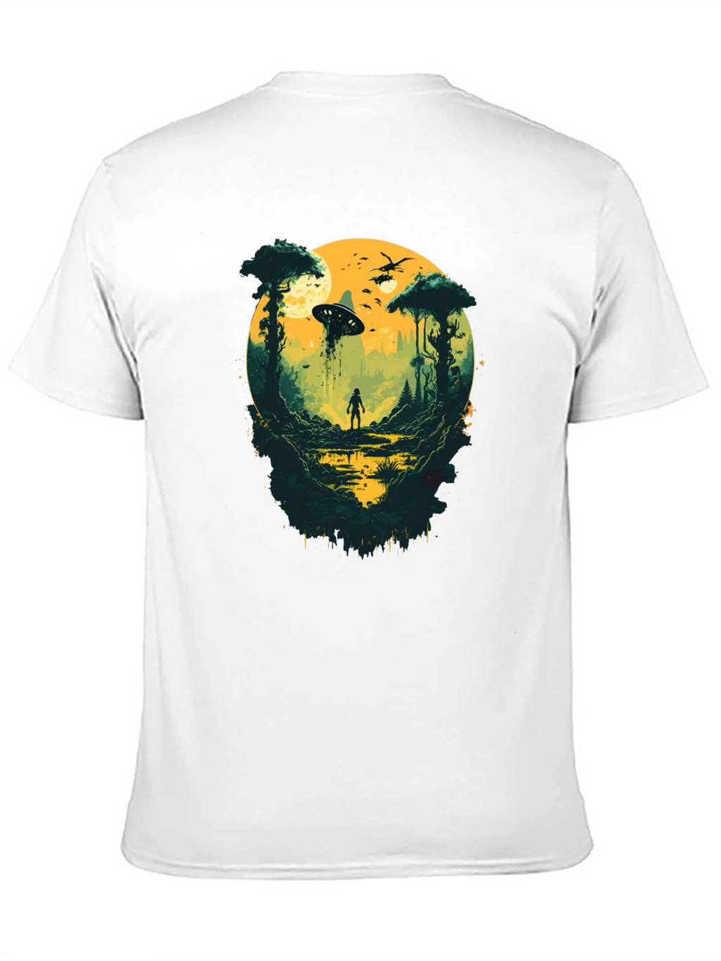 Sci-Fi Encounter Graphic Tee - Black Cotton Blend