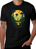 Sci-Fi Encounter Graphic Tee - Black Cotton Blend