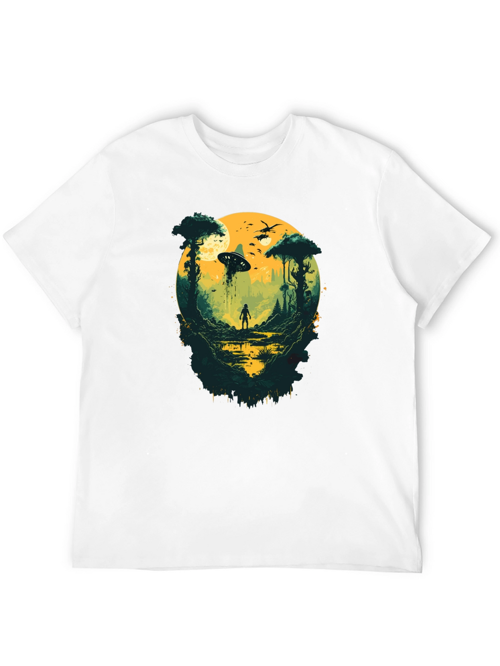 Sci-Fi Encounter Graphic Tee - Black Cotton Blend