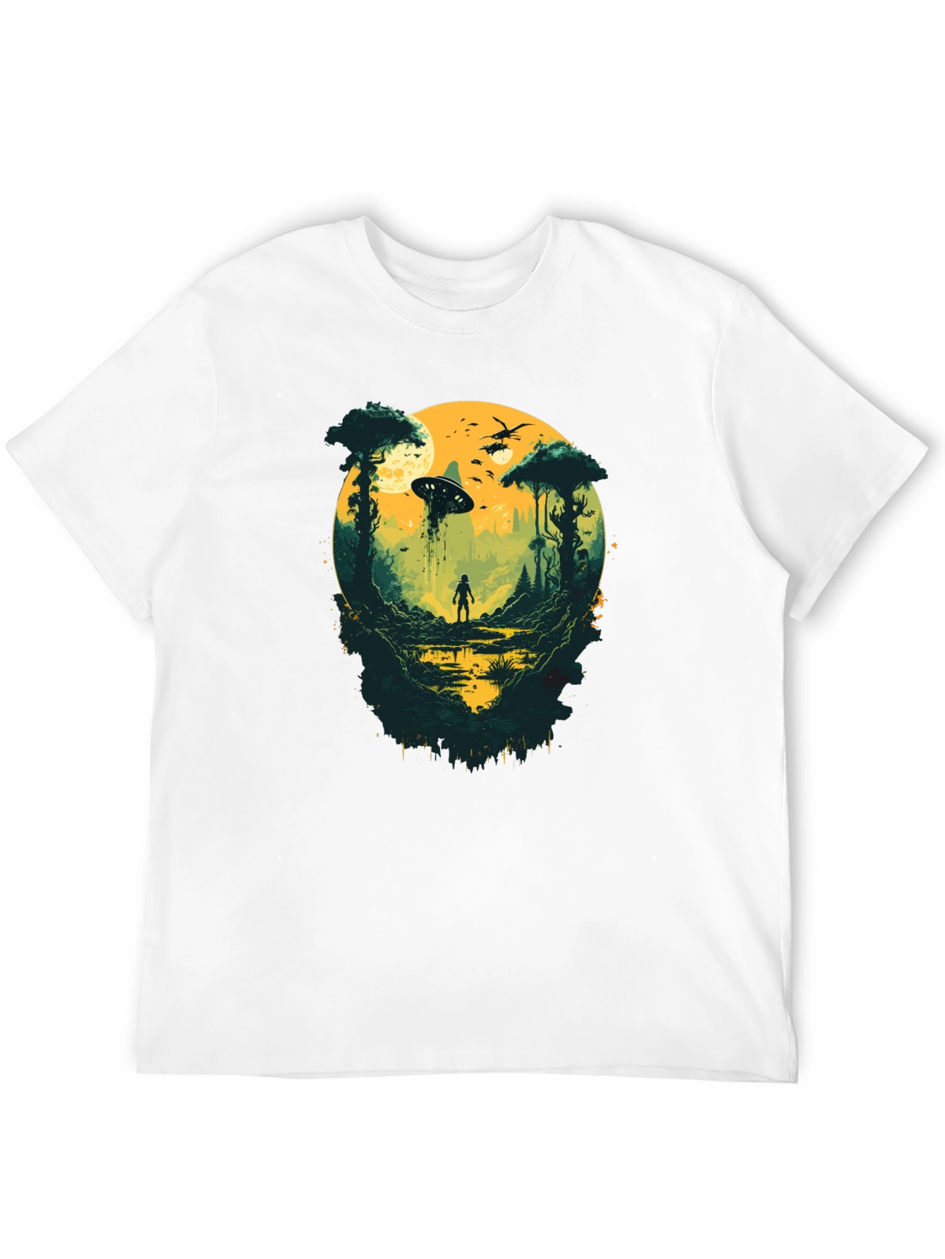 Sci-Fi Encounter Graphic Tee - Black Cotton Blend