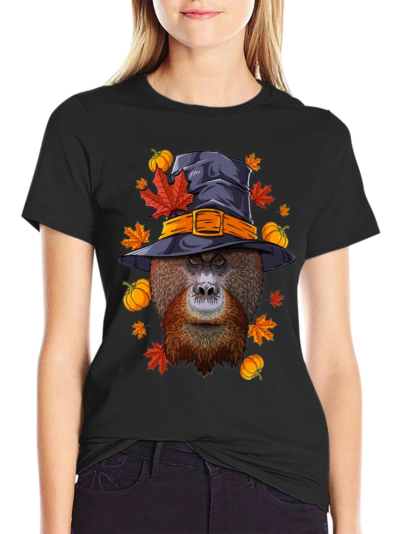 Orangutan Witch Hat Halloween Graphic Tee