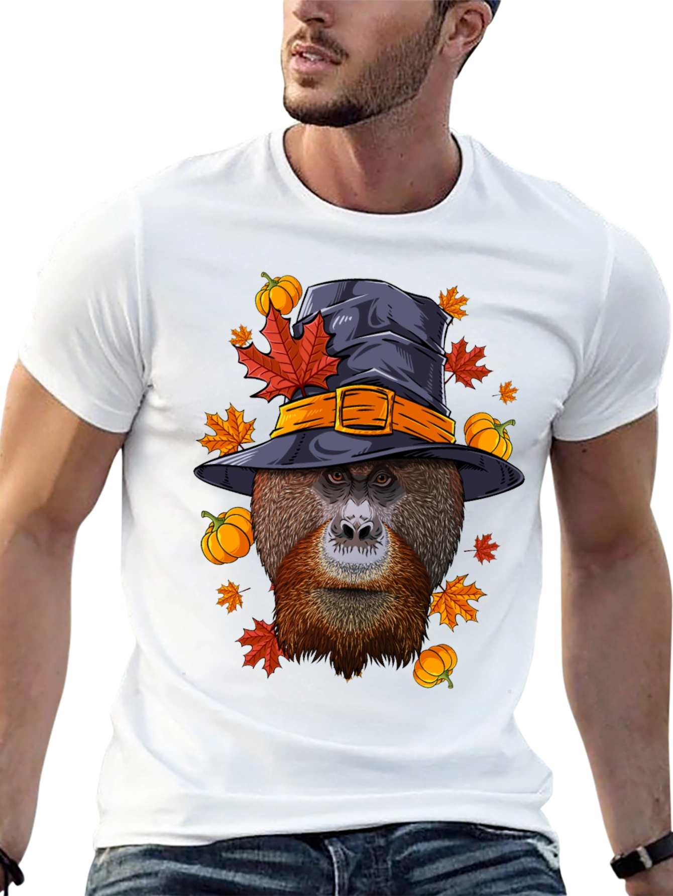 Orangutan Witch Hat Halloween Graphic Tee