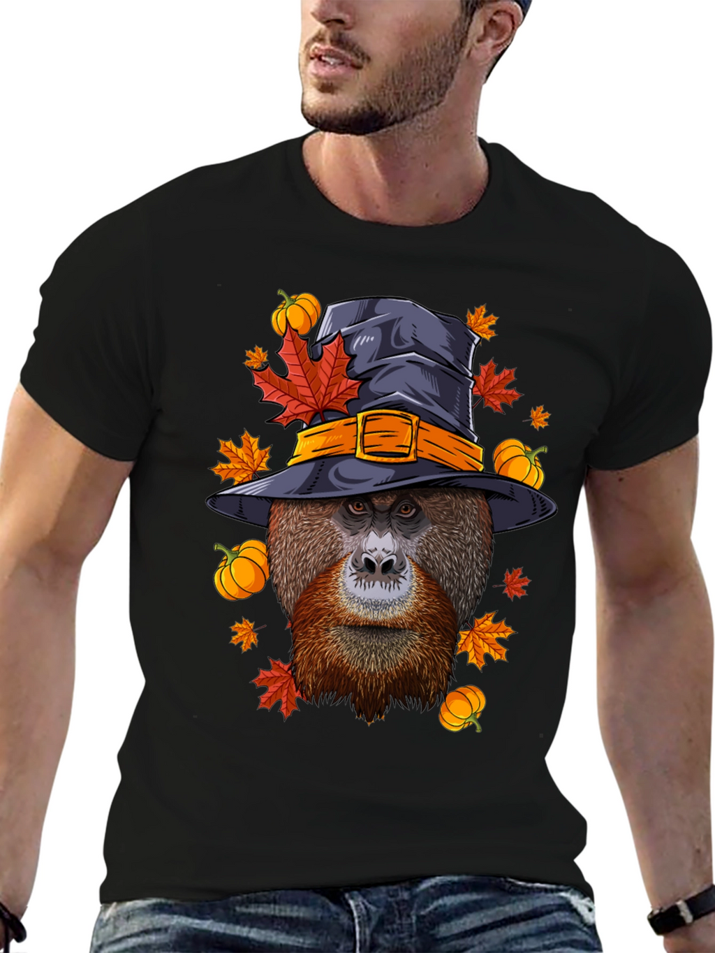 Orangutan Witch Hat Halloween Graphic Tee