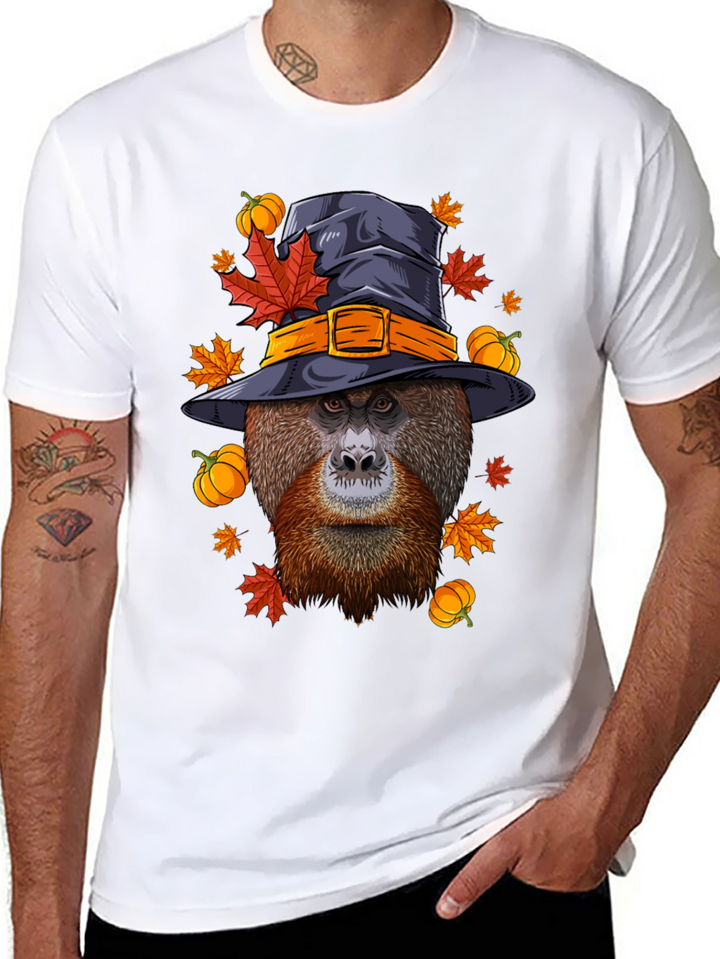 Orangutan Witch Hat Halloween Graphic Tee