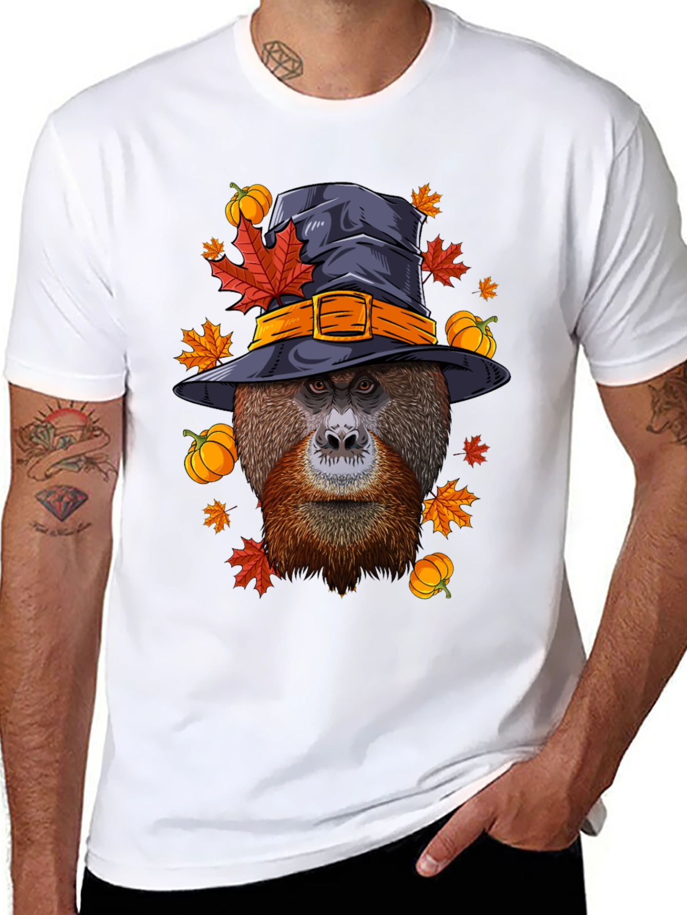 Orangutan Witch Hat Halloween Graphic Tee