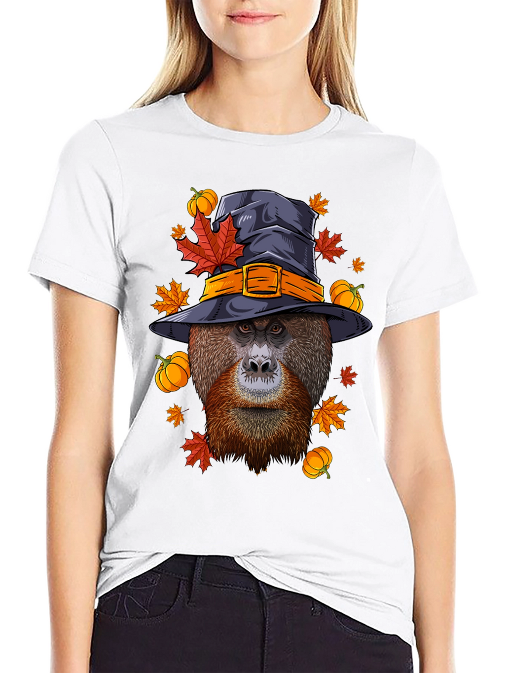 Orangutan Witch Hat Halloween Graphic Tee