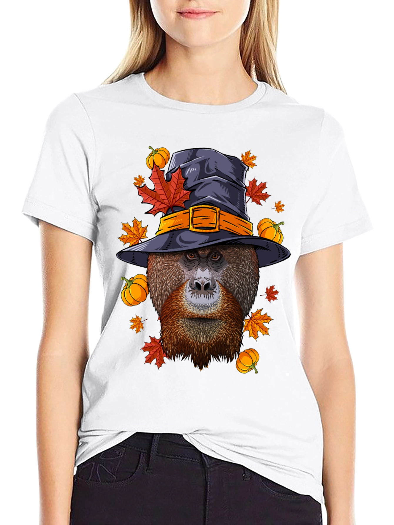 Orangutan Witch Hat Halloween Graphic Tee