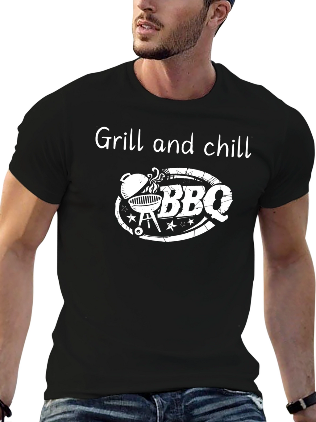 Grill and Chill BBQ T-Shirt - Black Cotton Tee