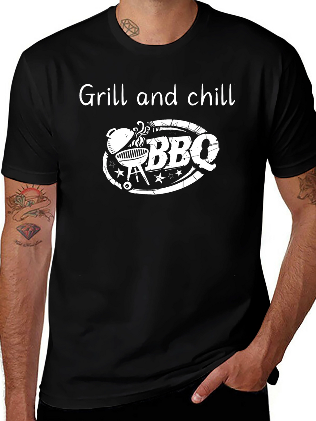 Grill and Chill BBQ T-Shirt - Black Cotton Tee