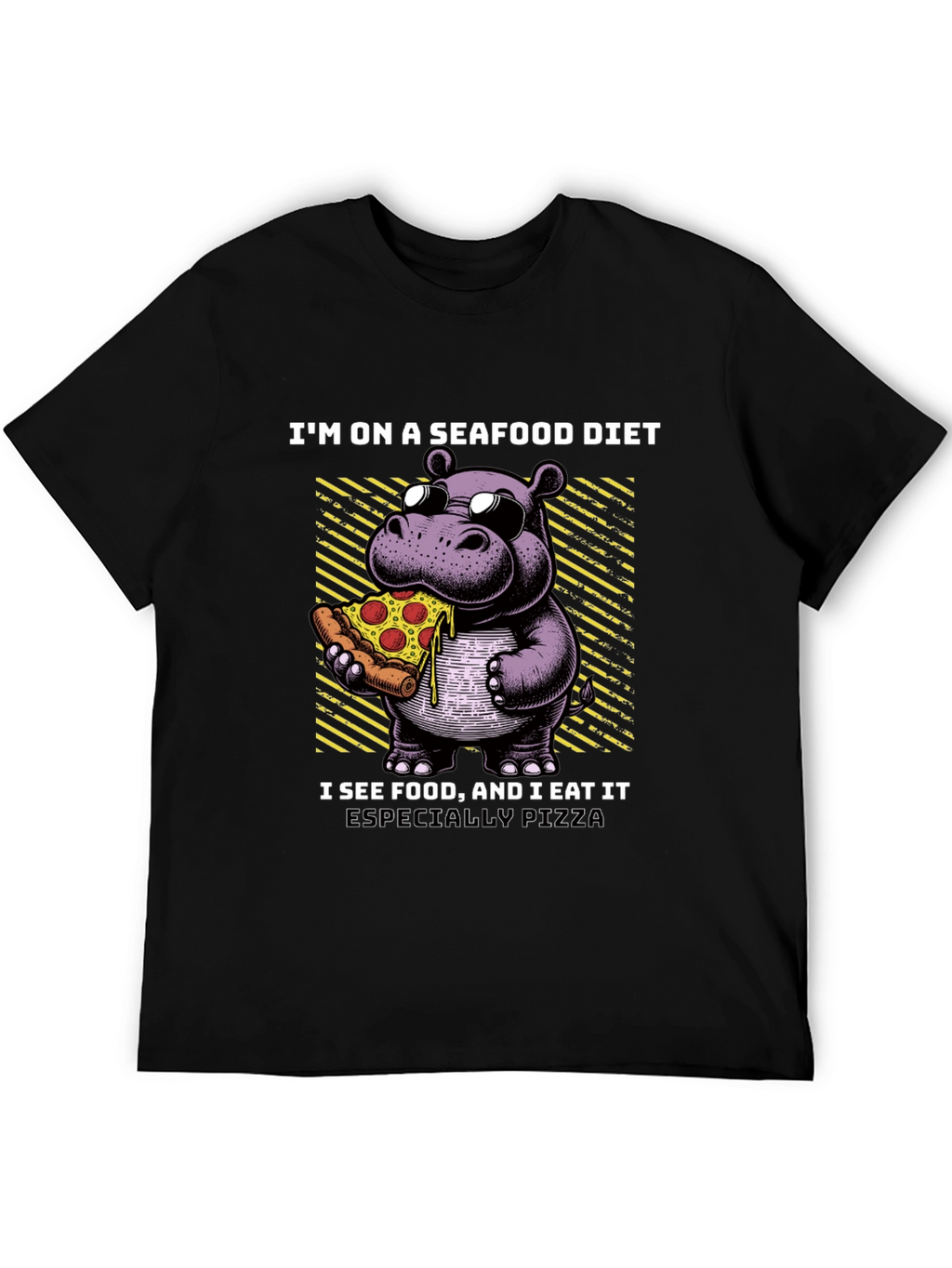 Seafood Diet Hippo Pizza T-Shirt