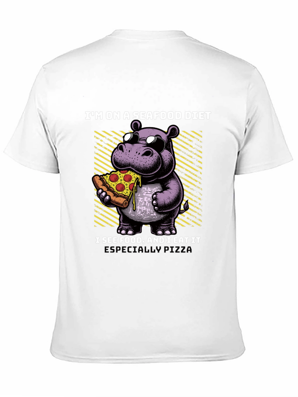 Seafood Diet Hippo Pizza T-Shirt