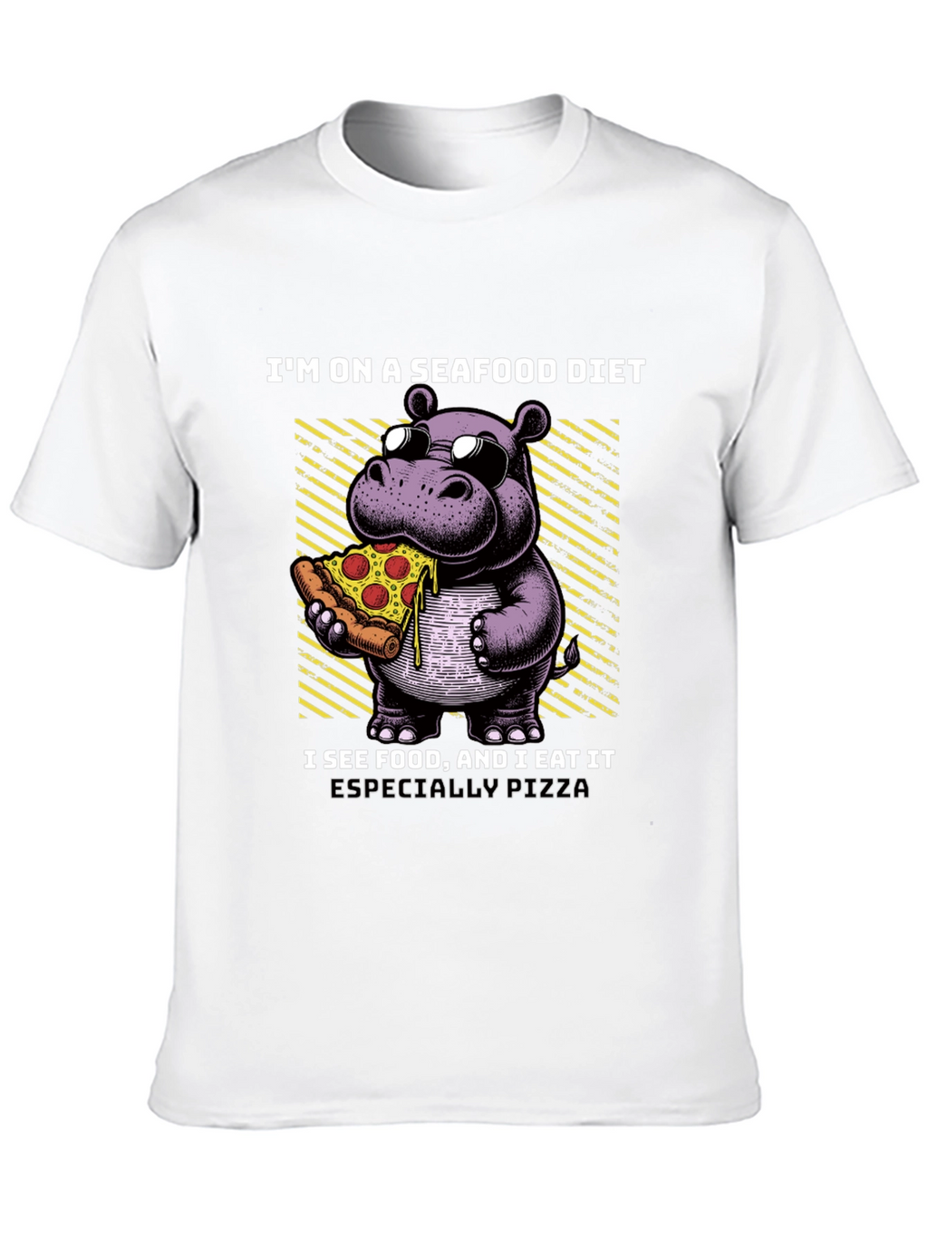 Seafood Diet Hippo Pizza T-Shirt