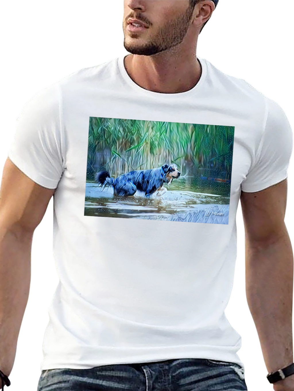Dog in Water Graphic T-Shirt