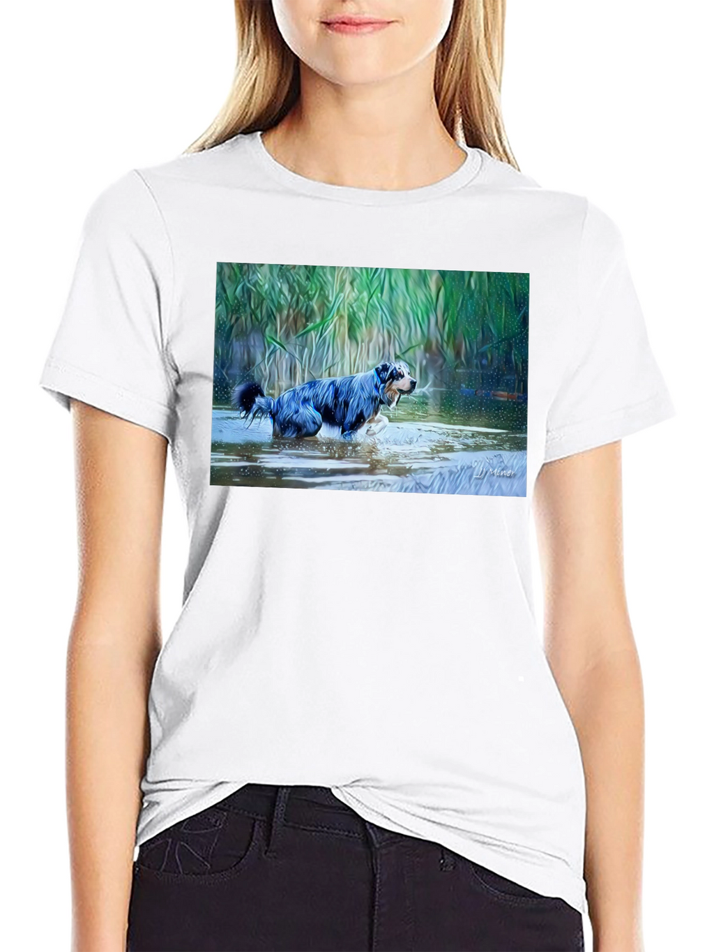 Dog in Water Graphic T-Shirt