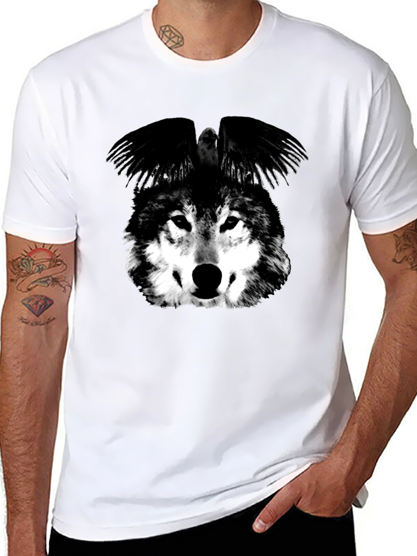 Wolf & Raven Graphic T-Shirt - Black