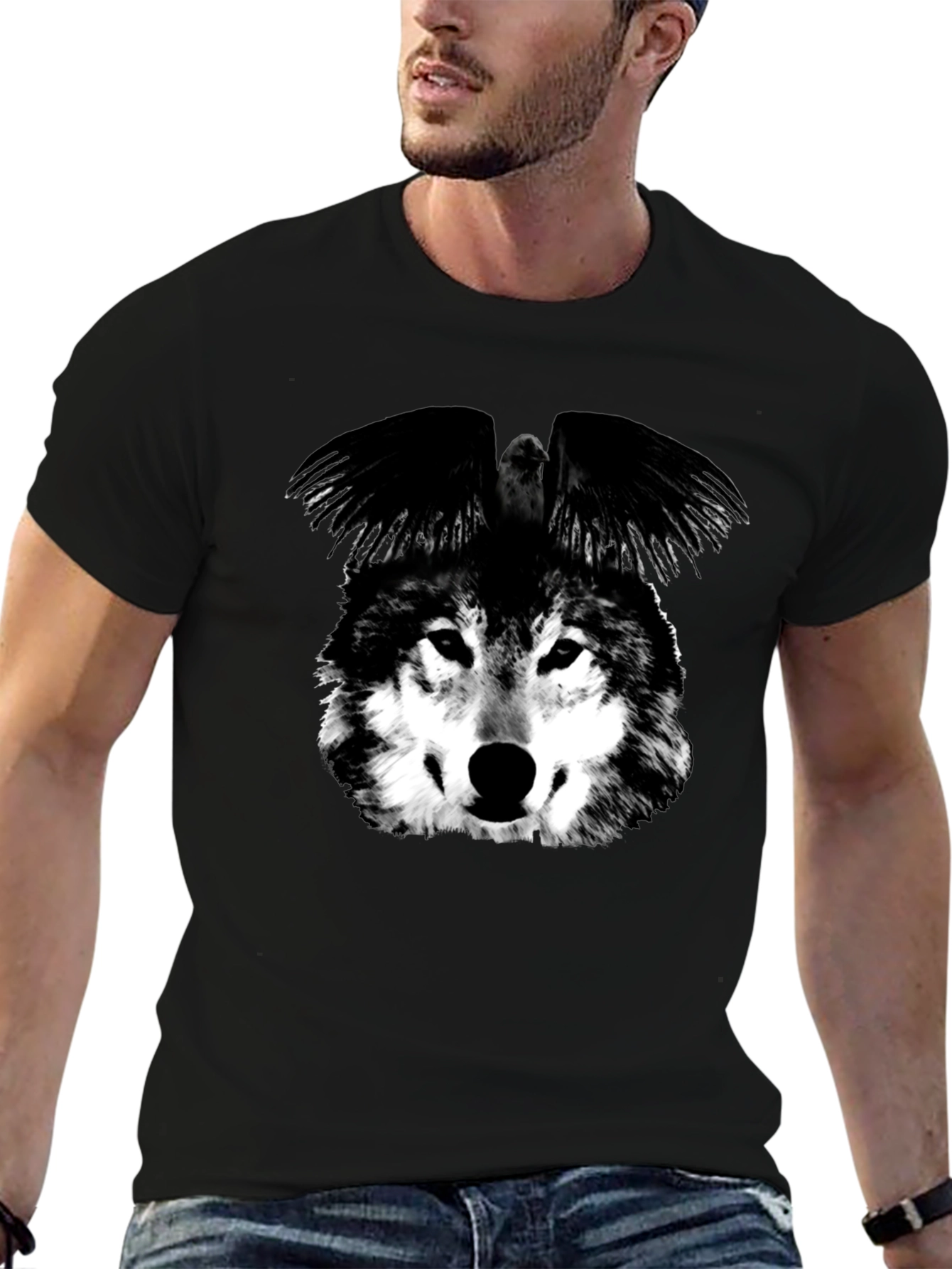 Wolf & Raven Graphic T-Shirt - Black