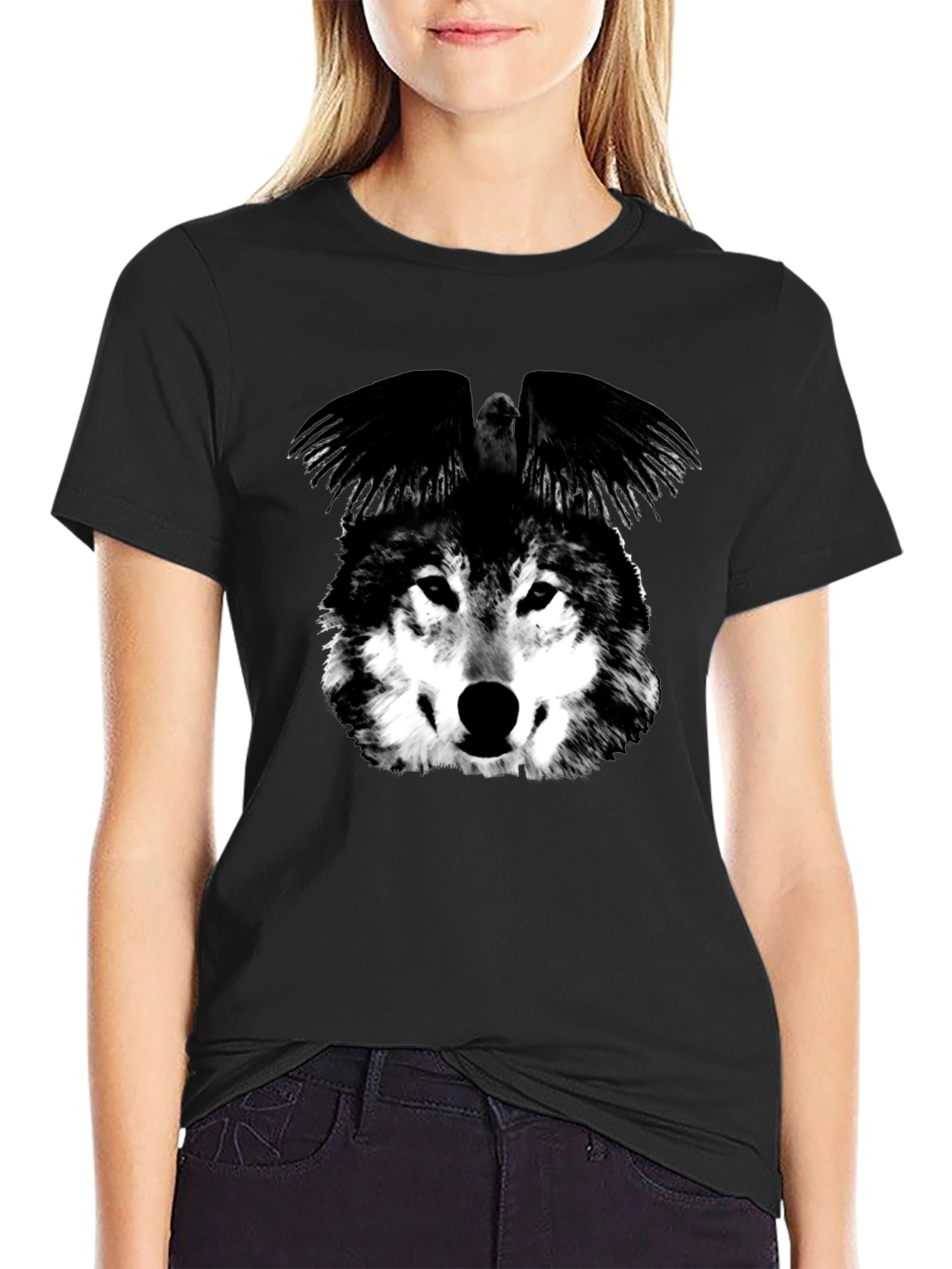 Wolf & Raven Graphic T-Shirt - Black