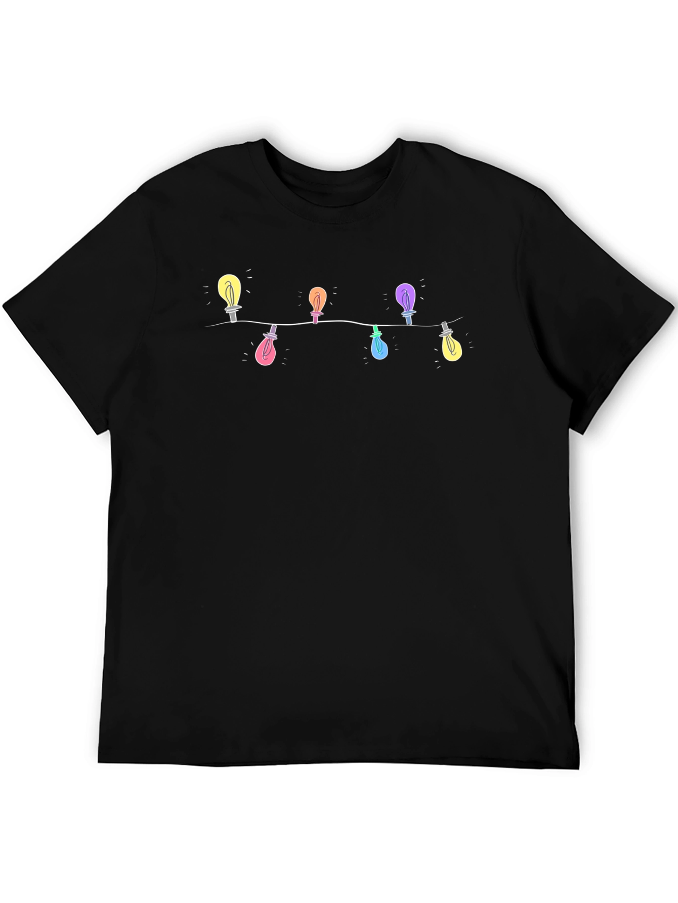 Whimsical String Light Graphic Tee - Black