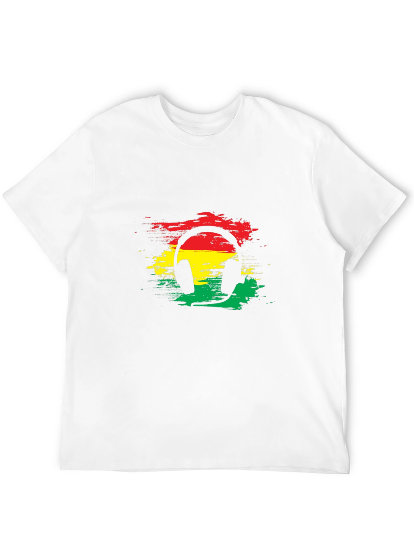 Rasta Headphone Graphic Tee - Black Cotton Blend