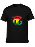 Rasta Headphone Graphic Tee - Black Cotton Blend