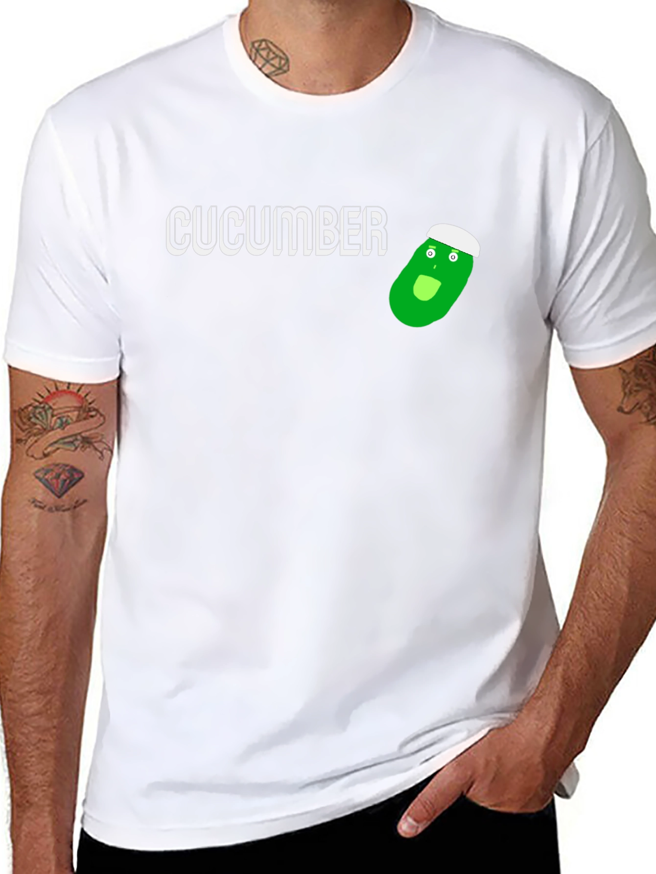 Funny Cucumber Cartoon Graphic T-Shirt