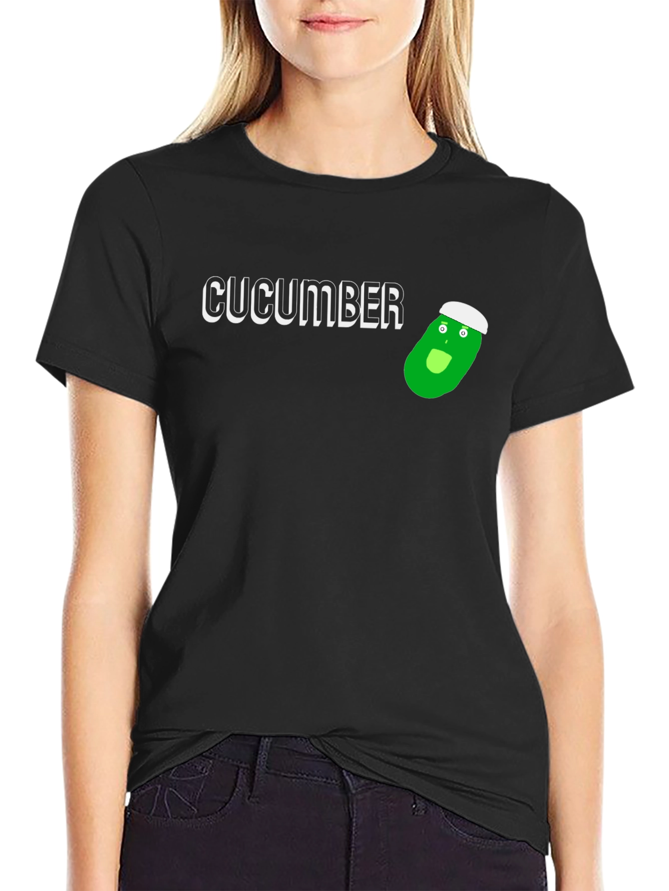 Funny Cucumber Cartoon Graphic T-Shirt