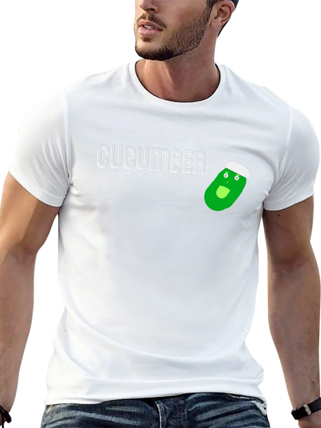 Funny Cucumber Cartoon Graphic T-Shirt