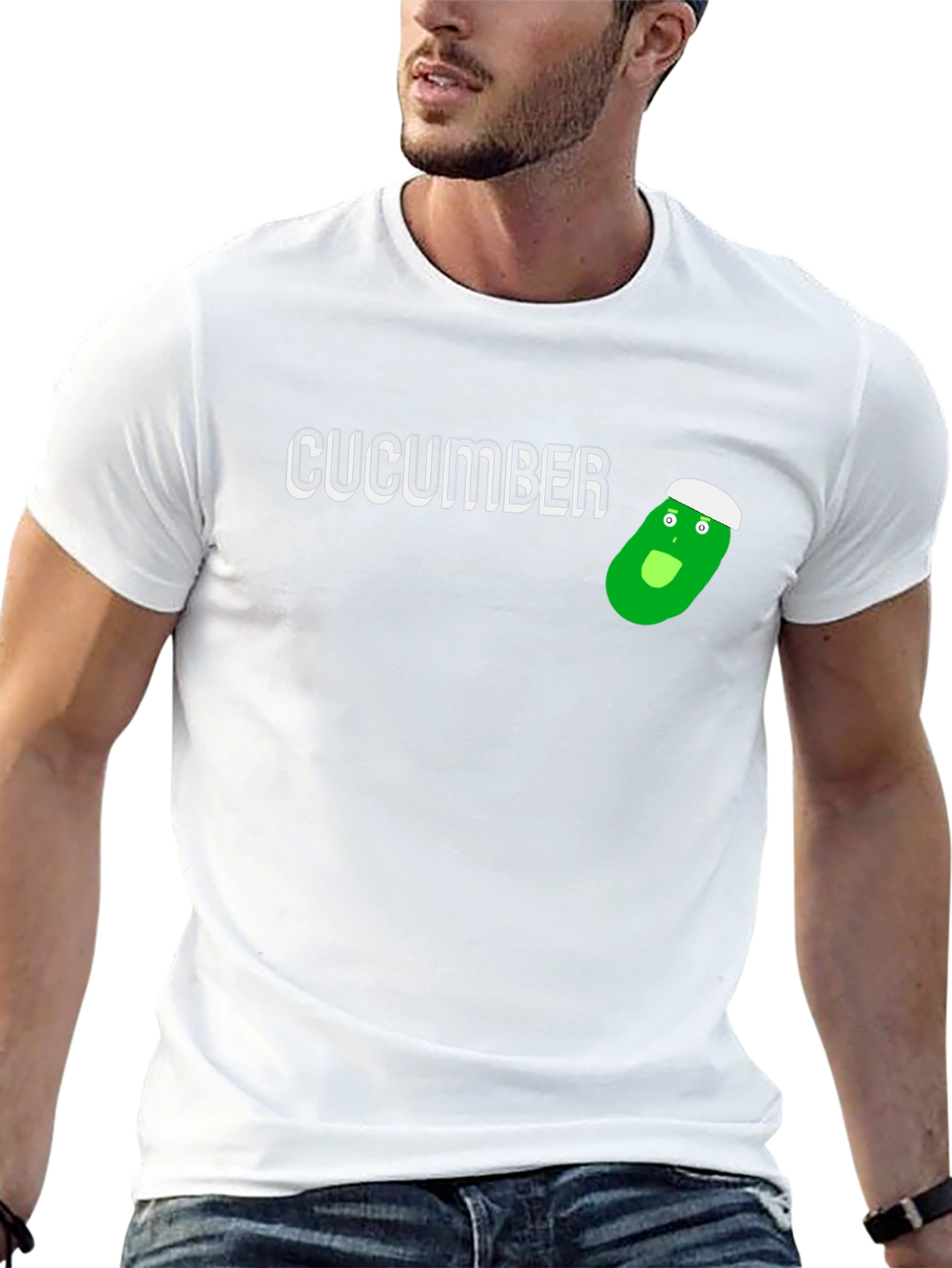 Funny Cucumber Cartoon Graphic T-Shirt
