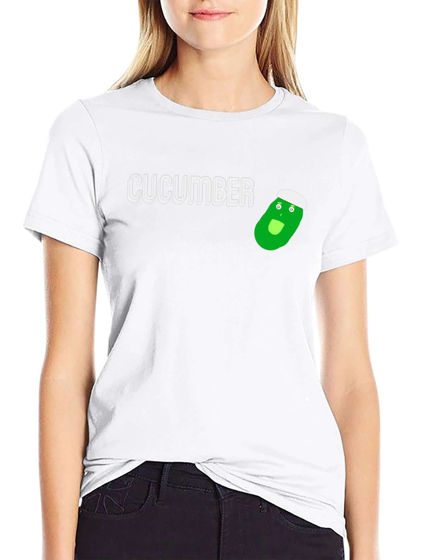 Funny Cucumber Cartoon Graphic T-Shirt