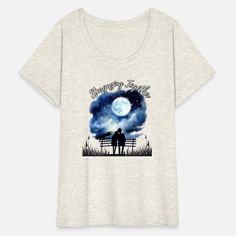 Romantic Stargazing Couple Under Full Moon