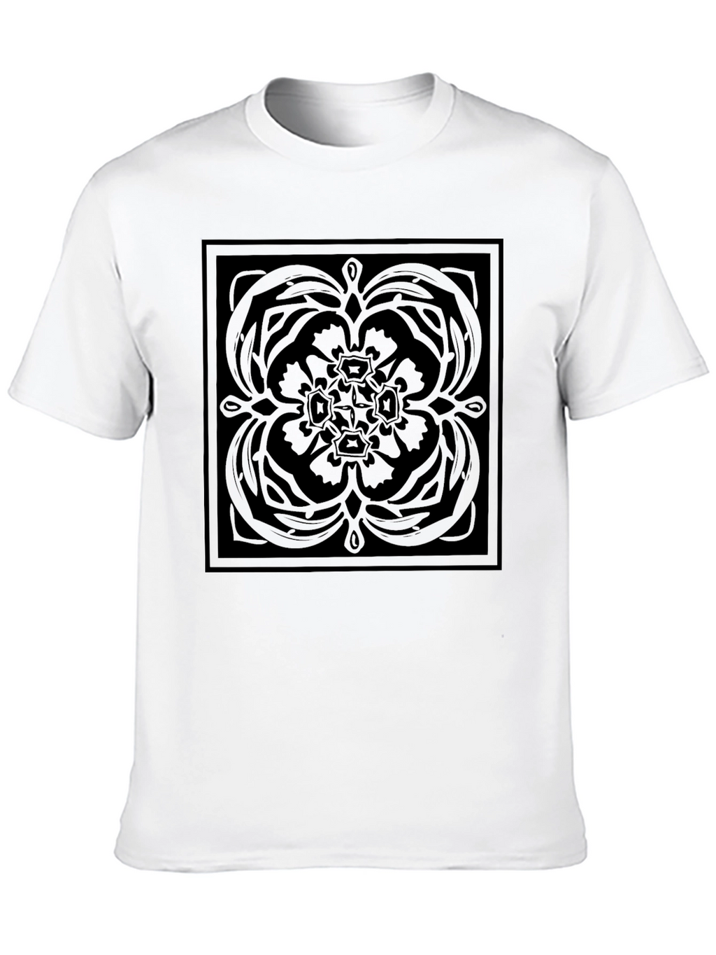 Modern Black Graphic Tee - Square Floral