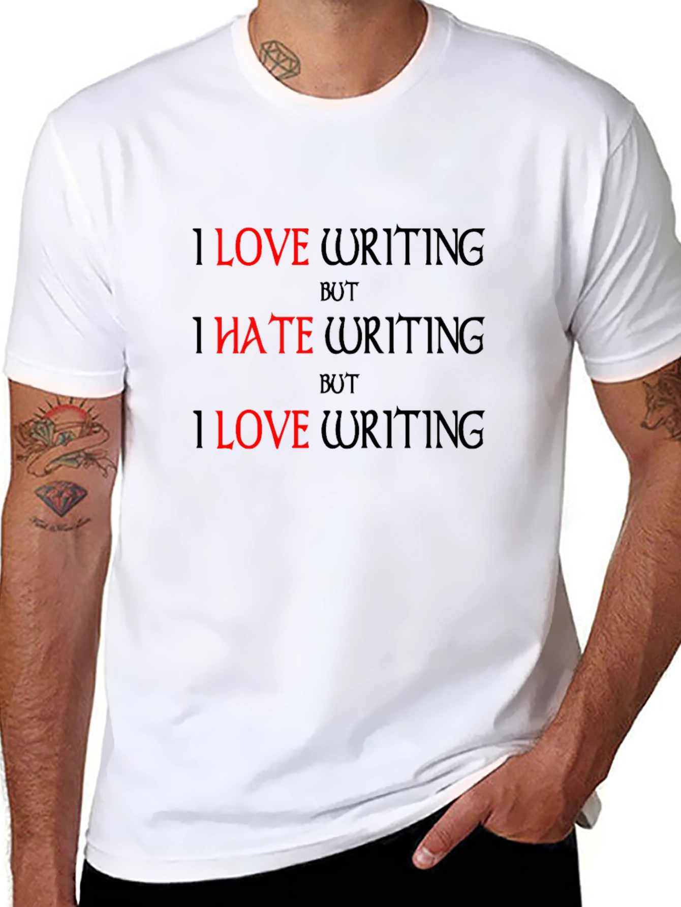 Love/Hate Writing Graphic T-Shirt - Black