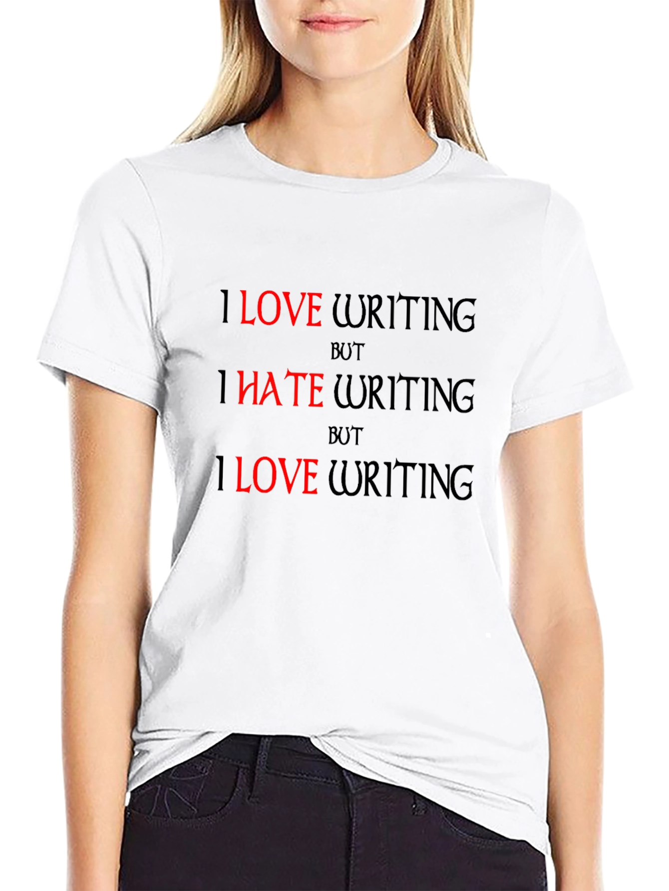 Love/Hate Writing Graphic T-Shirt - Black