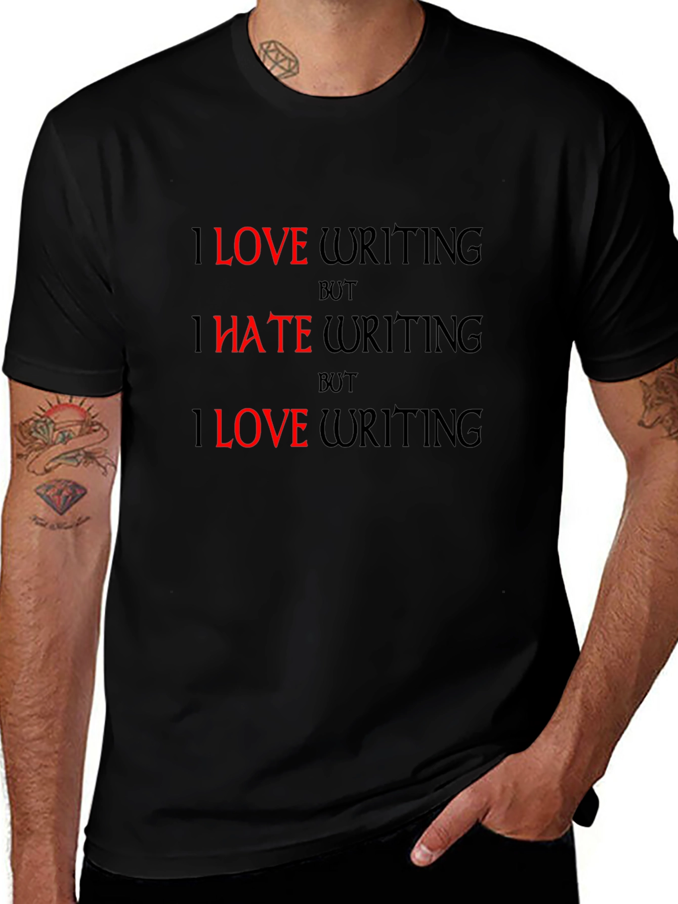 Love/Hate Writing Graphic T-Shirt - Black