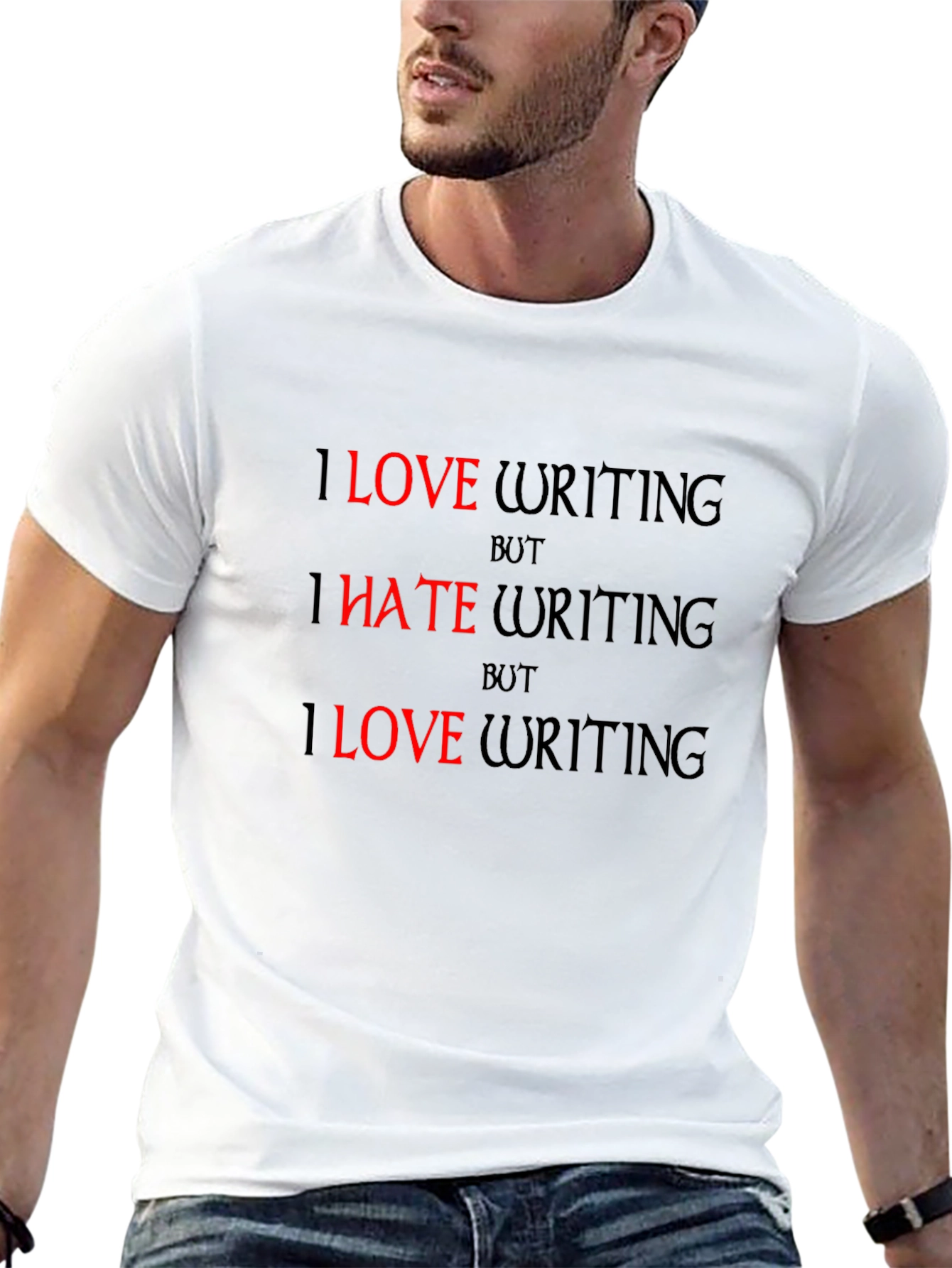 Love/Hate Writing Graphic T-Shirt - Black