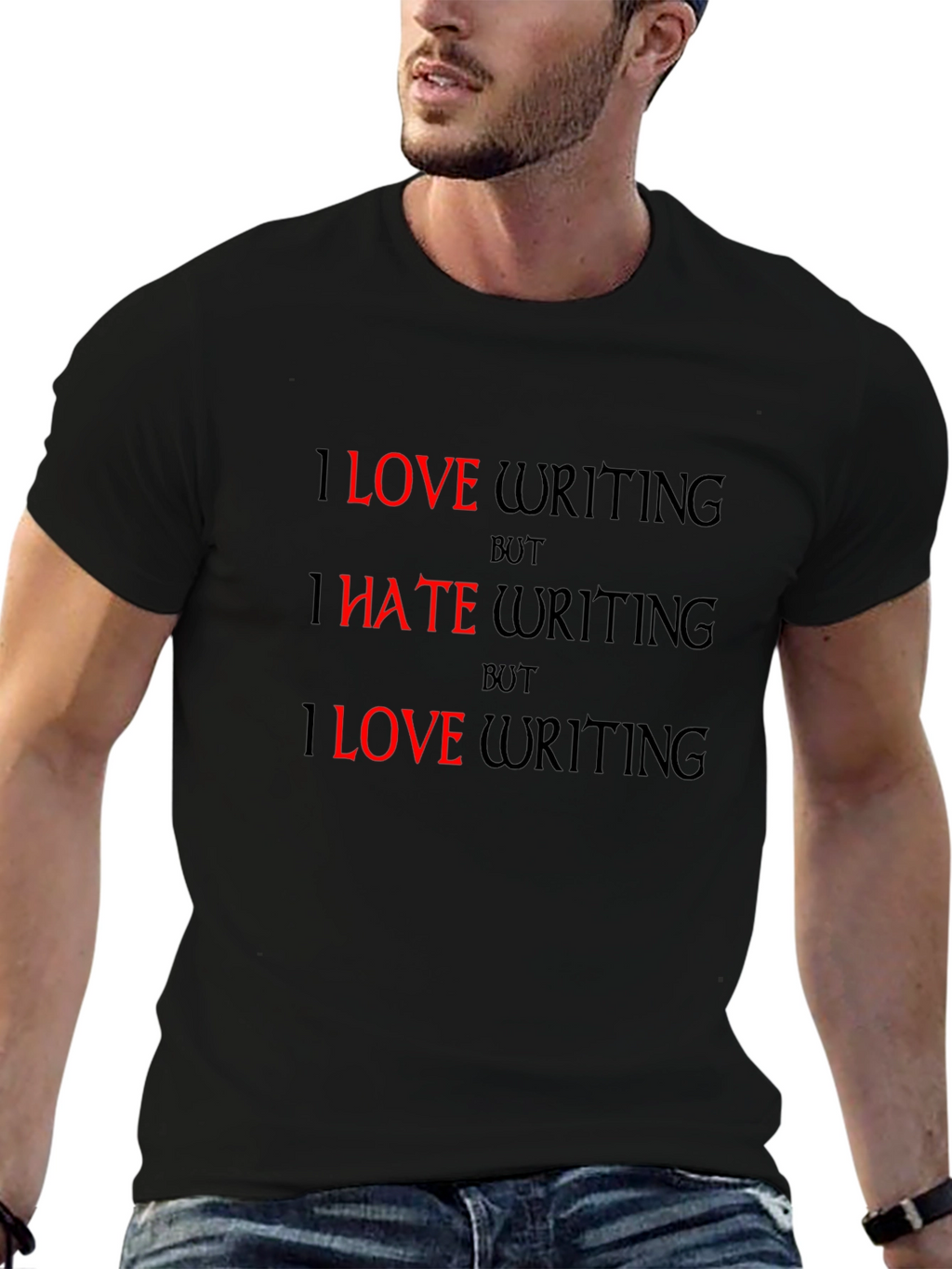 Love/Hate Writing Graphic T-Shirt - Black