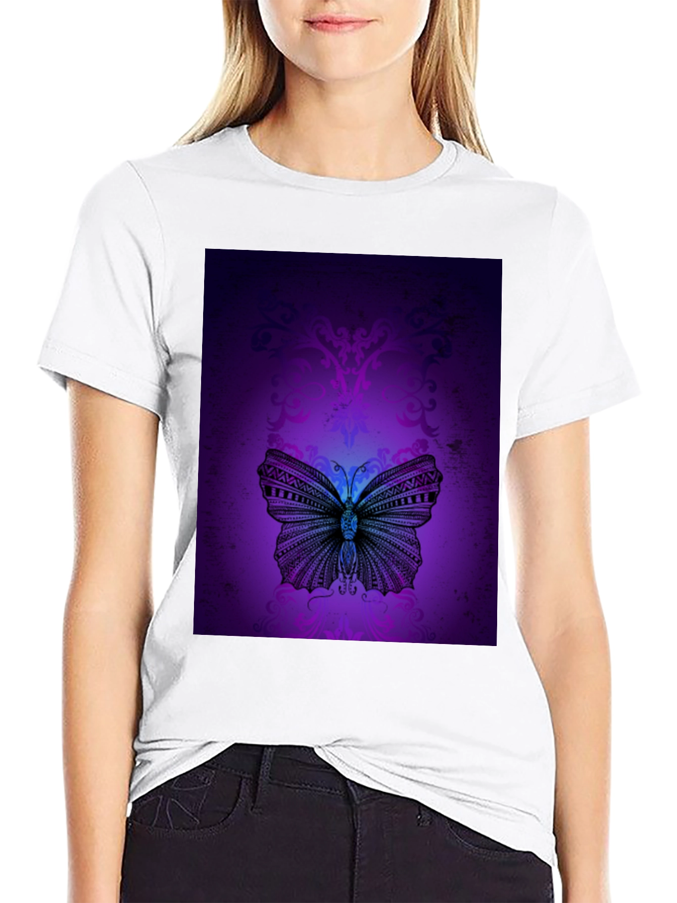 Butterfly Graphic T-Shirt - Bold Purple Design