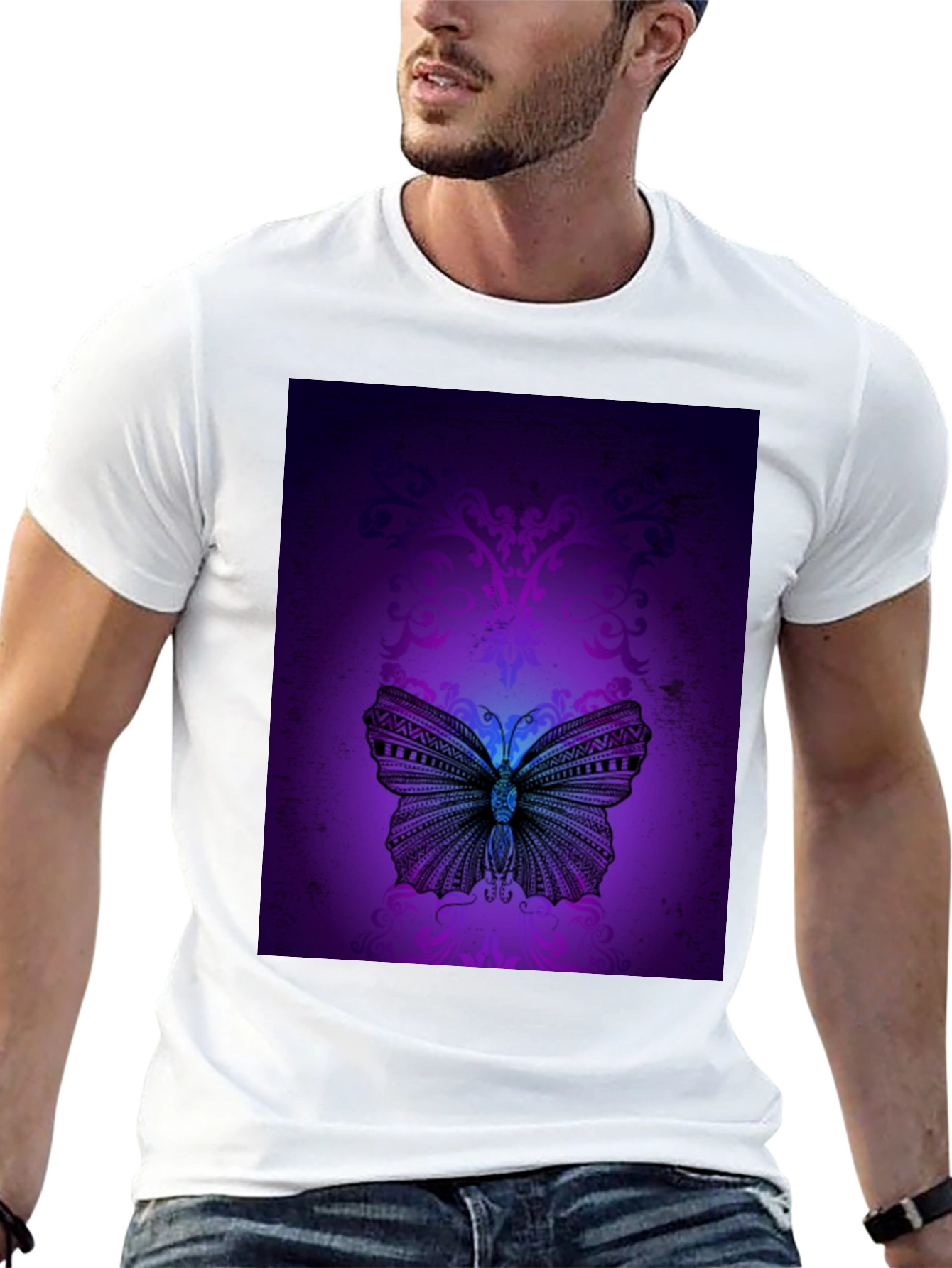Butterfly Graphic T-Shirt - Bold Purple Design