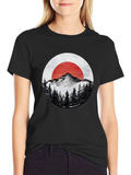 Mountain & Sun Graphic Tee - Black Cotton T-Shirt