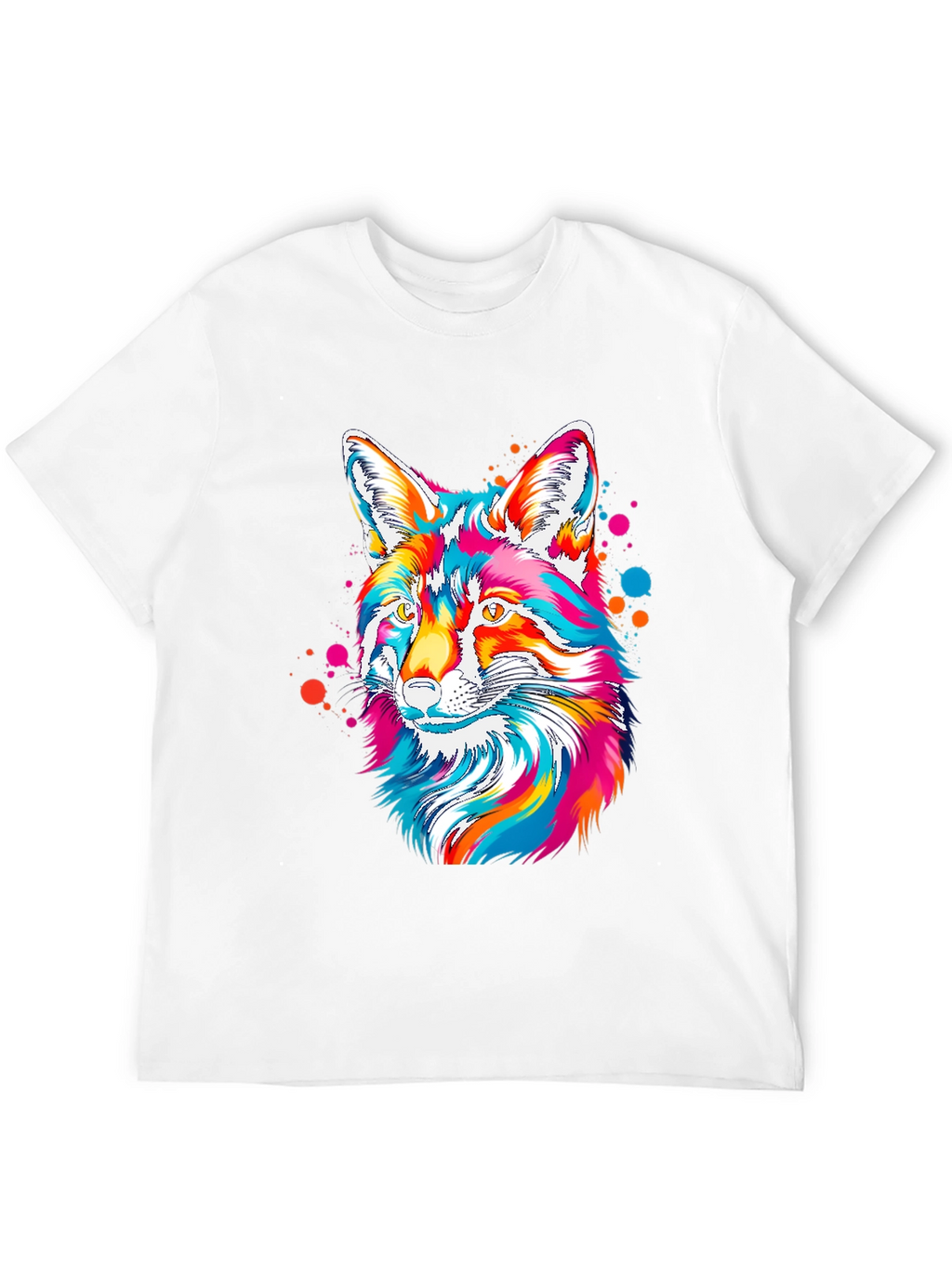 Vibrant Fox Graphic Tee - Artistic Crew Neck T-Shirt