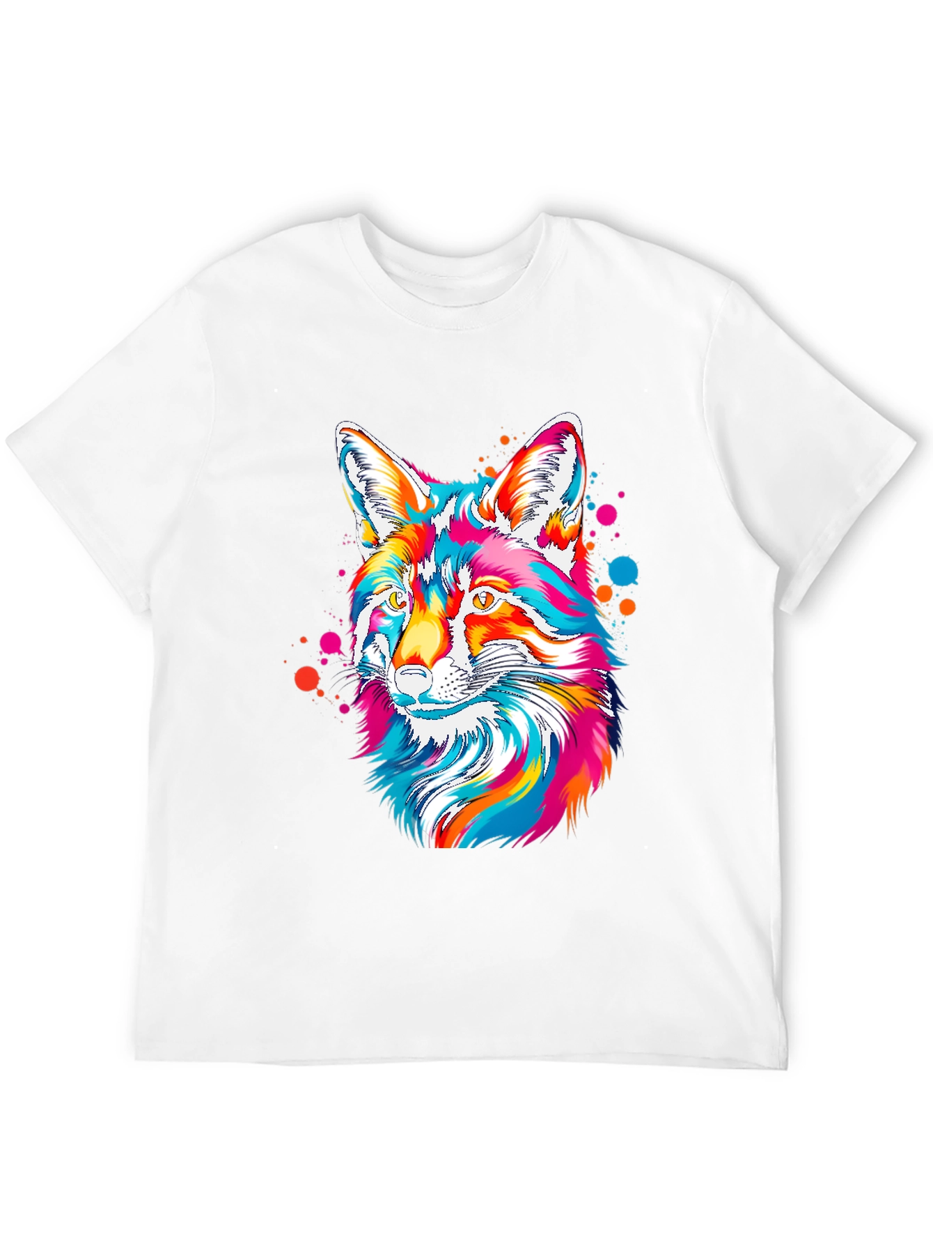 Vibrant Fox Graphic Tee - Artistic Crew Neck T-Shirt