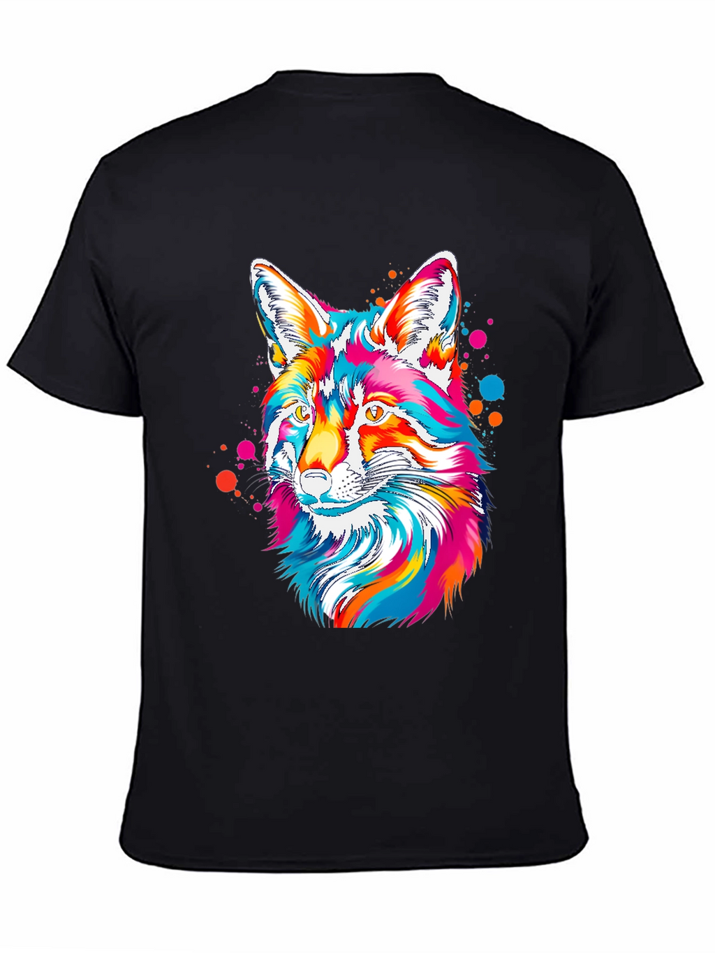 Vibrant Fox Graphic Tee - Artistic Crew Neck T-Shirt