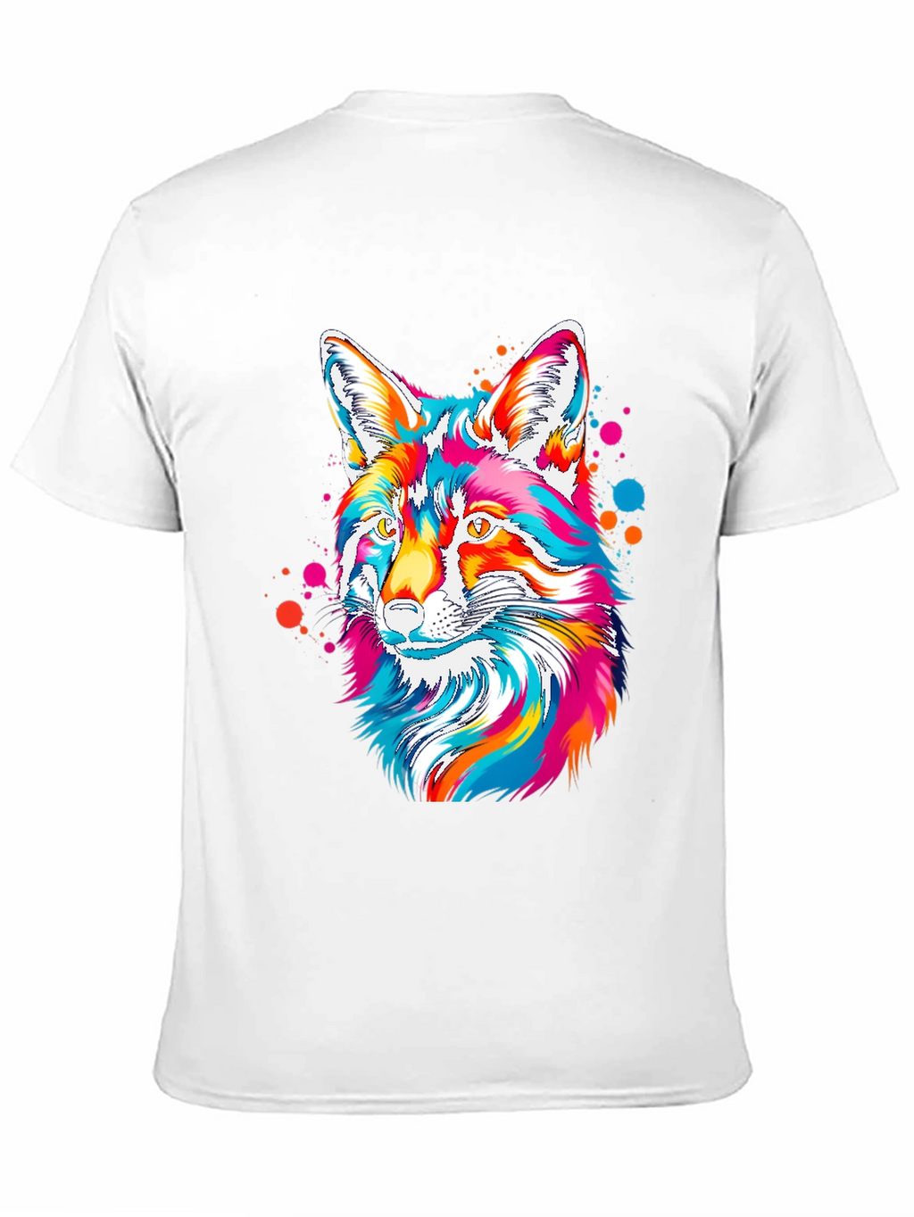 Vibrant Fox Graphic Tee - Artistic Crew Neck T-Shirt
