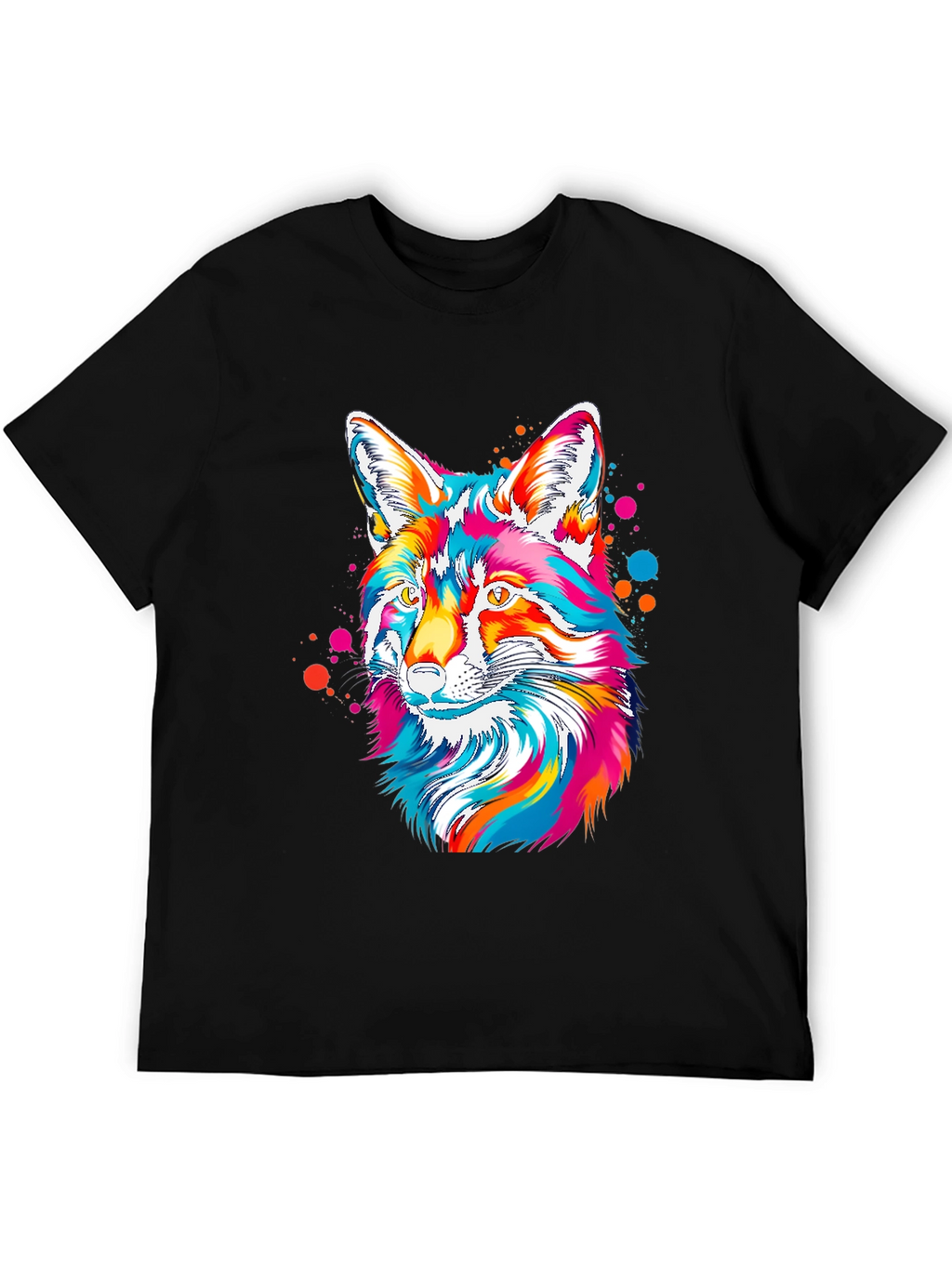 Vibrant Fox Graphic Tee - Artistic Crew Neck T-Shirt