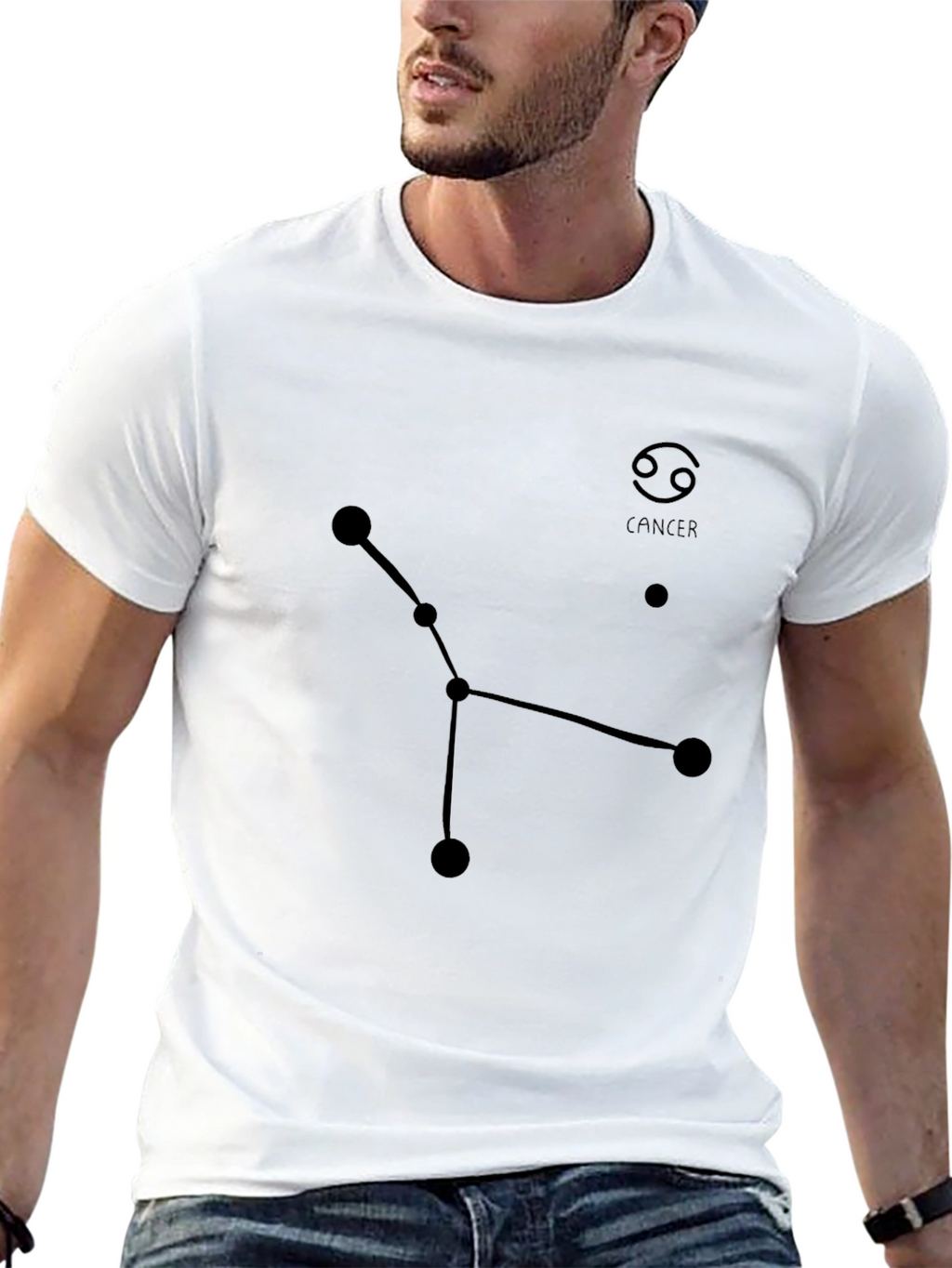 Cancer Constellation Black T-Shirt Zodiac Astrology Gift