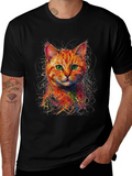 Abstract Cat Art Black T-Shirt